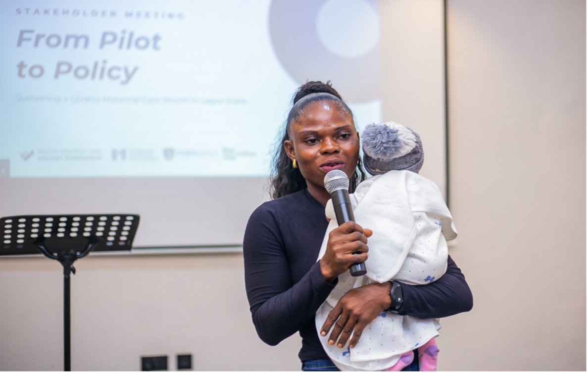 A Project Aisha beneficiary and her baby sharing her experience and journey to safe delivery through the community intervention