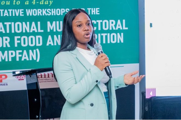 Kimberly Idoko-Abah leading a strategy session during the primer development workshop in Abuja
